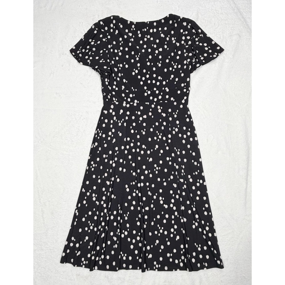 Chaps Black Stretch Dress Women's Size Small Brushed Polka Dots - Picture 4 of 7